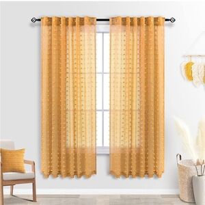 Gold Pom Pom Sheer Curtains
